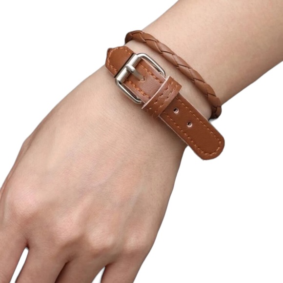 Leather Woven Buckle Brown Bracelet - Picture 4 of 4